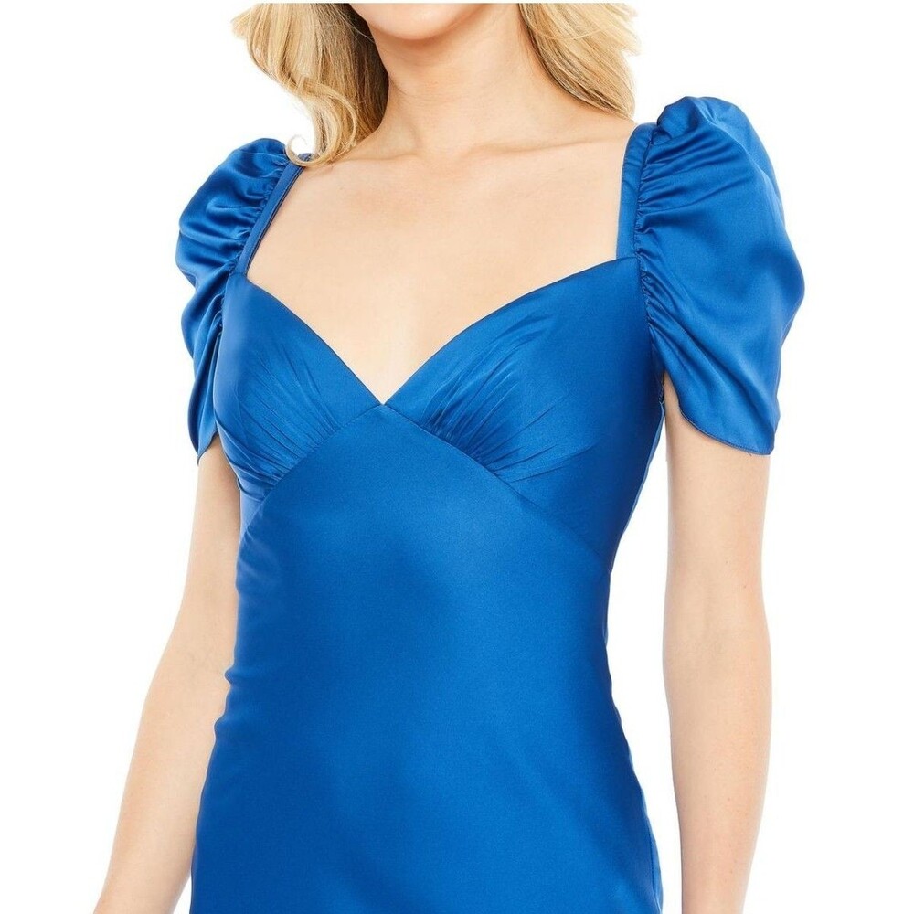 New MAC DUGGAL 68332 (8) Sapphire Blue Satin Puff Sleeve Open Back Formal Dress - Picture 14 of 15